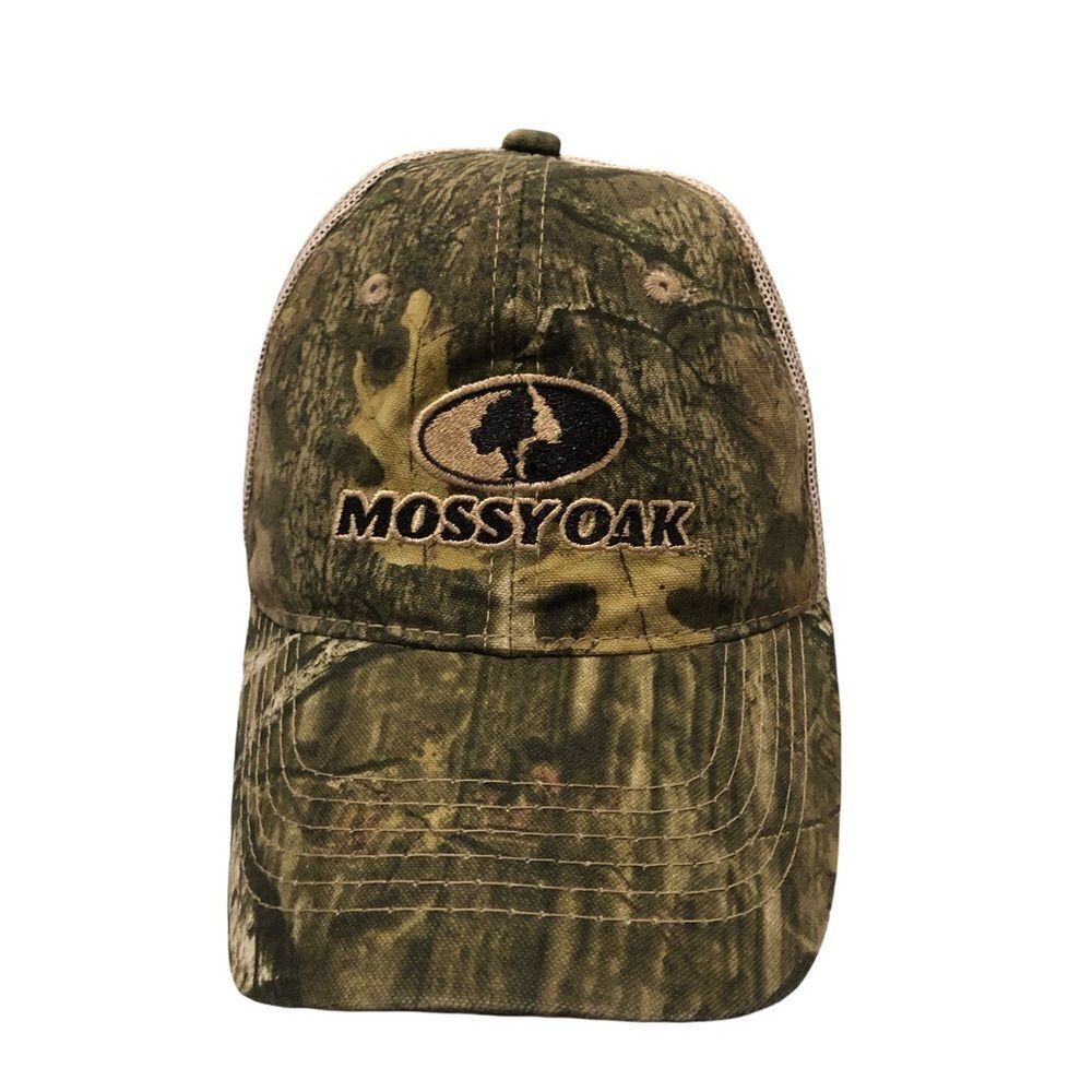 Mossy Oak Mesh and Fabric Hat with adjustable hook and loop closure